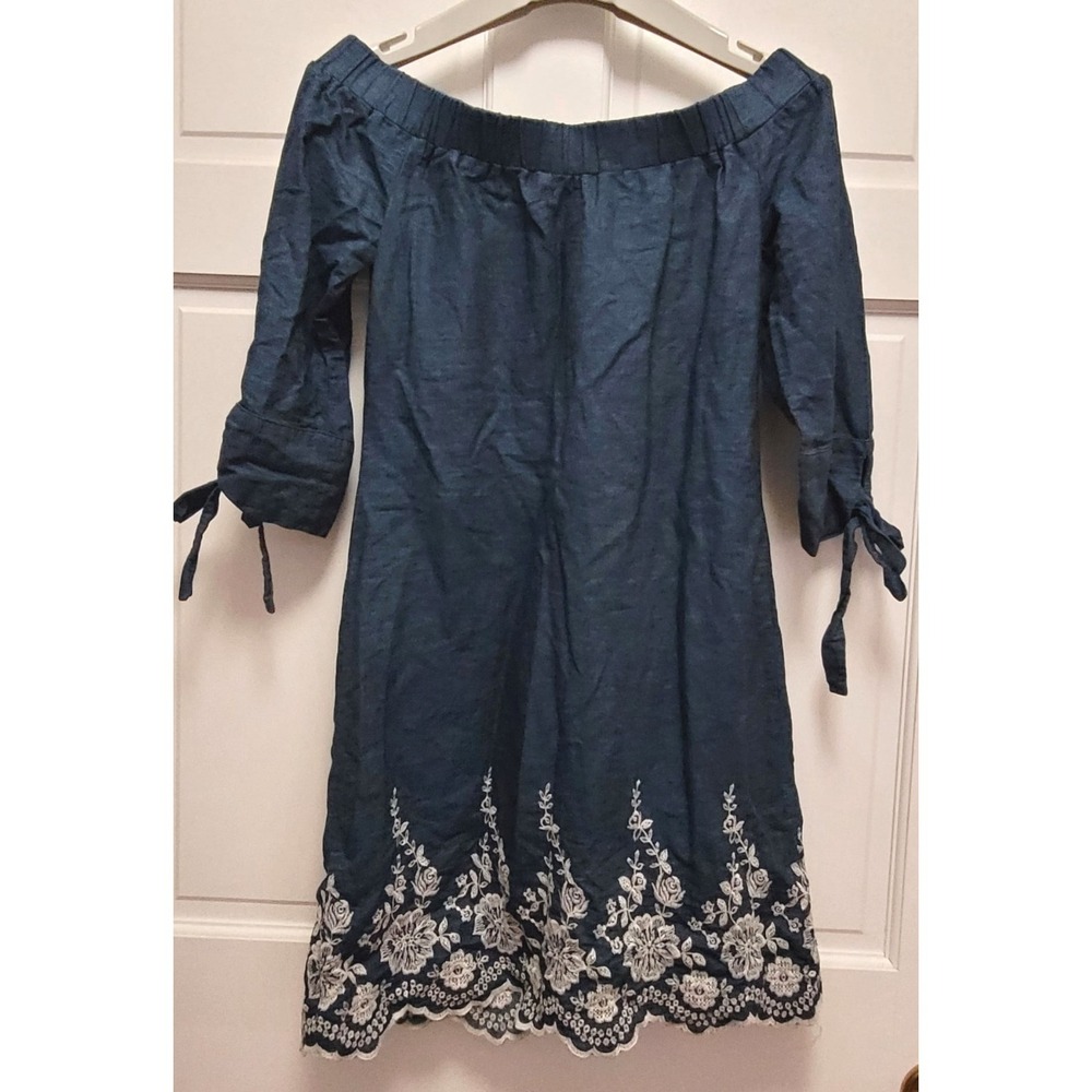 Jessica Howard Off Shoulder Embroidered Floral 3/4 Sleeve Mini Dress -‎ Sz 6
